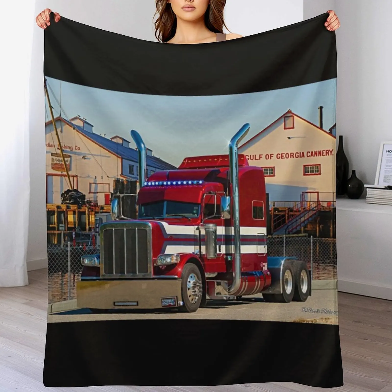 

Peterbilt with blue lights Throw Blanket