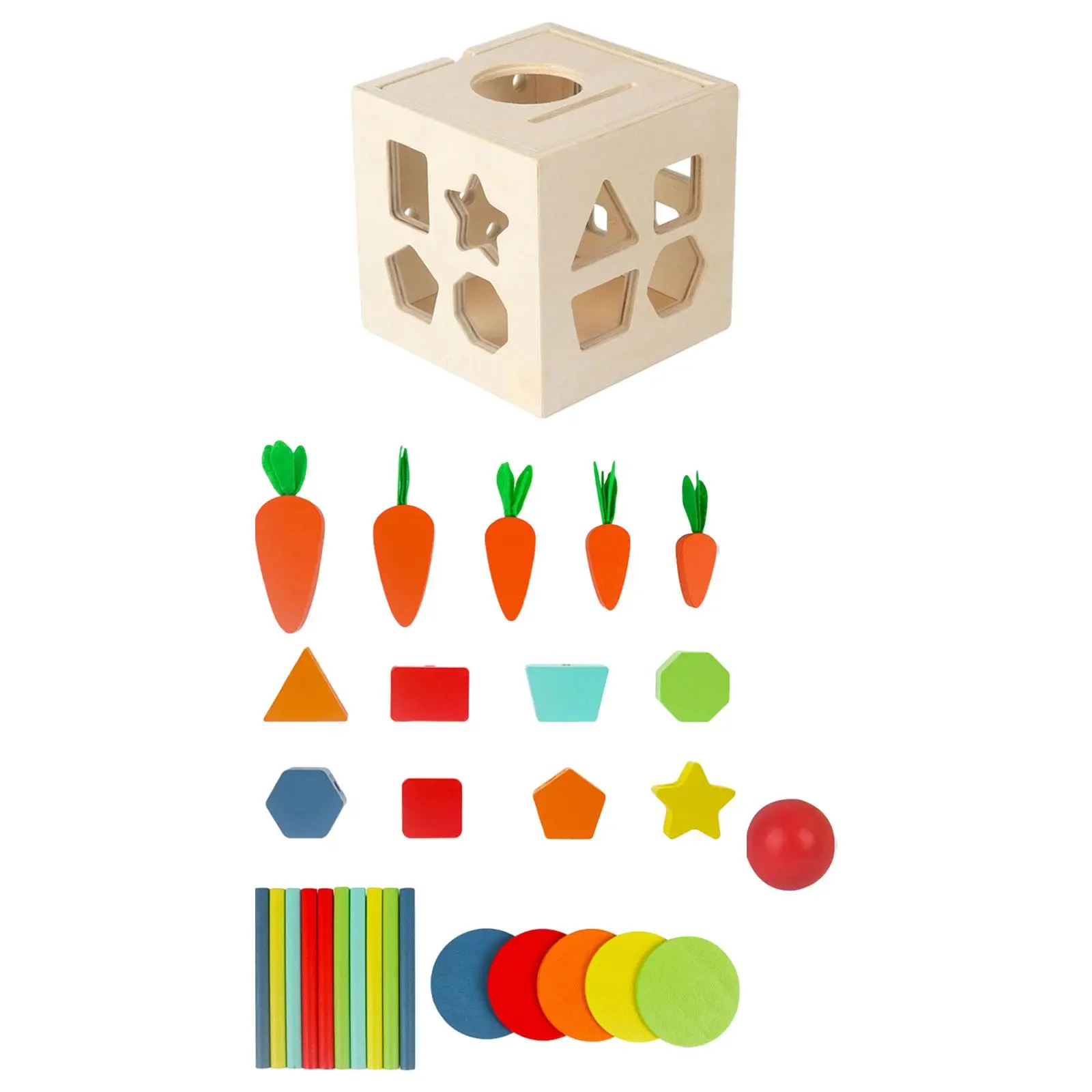 Montessori Wooden Toys Learning Multifuctional Developmental Toy Shape Size Sorting for Kids Preschool Baby Toddlers Party Favor