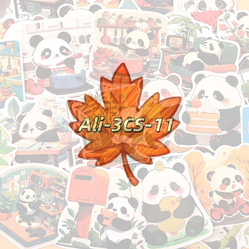 

55Pcs Cartoon Panda Waterproof Stickers Personality Cute Decorative Luggage Cup Laptop Phone Guitar Skateboard Stickers