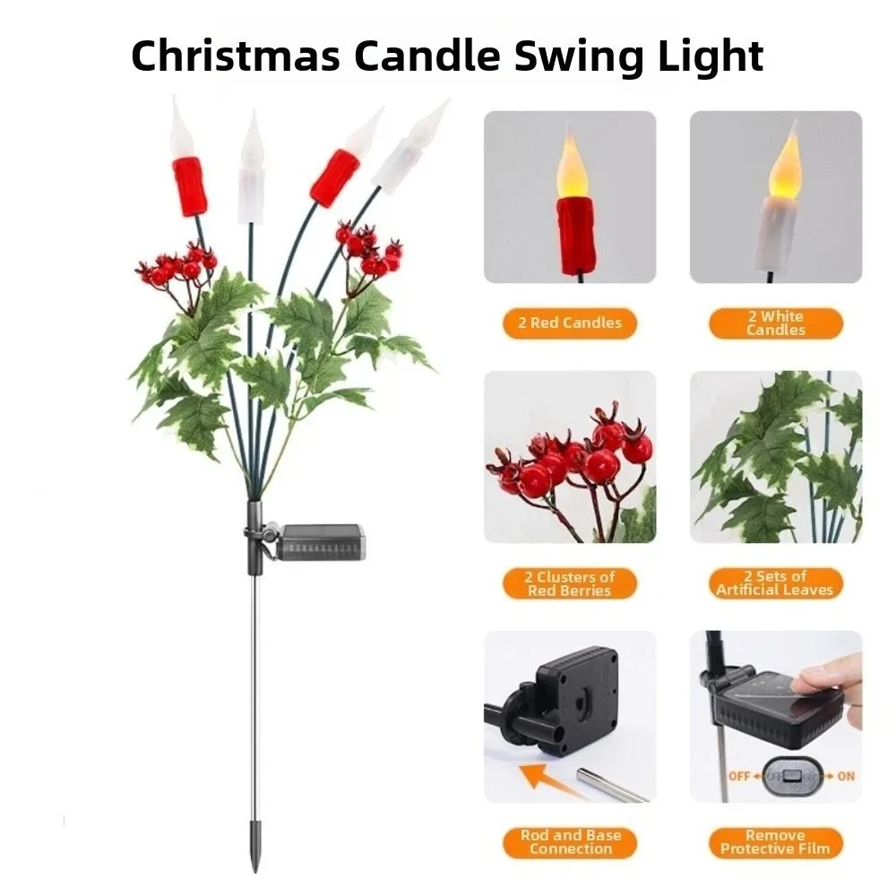 Waterproof Solar Candle Lamp LED Stake Light Solar Powered LED Light Candle Design Weather Resistant Outdoor Decorative Light