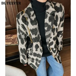 BGTEEVER Vintage Thicken Loose Pockets Female Woolen Blazer Autumn Winter Long Sleeve Single-breasted Women Suit Coats