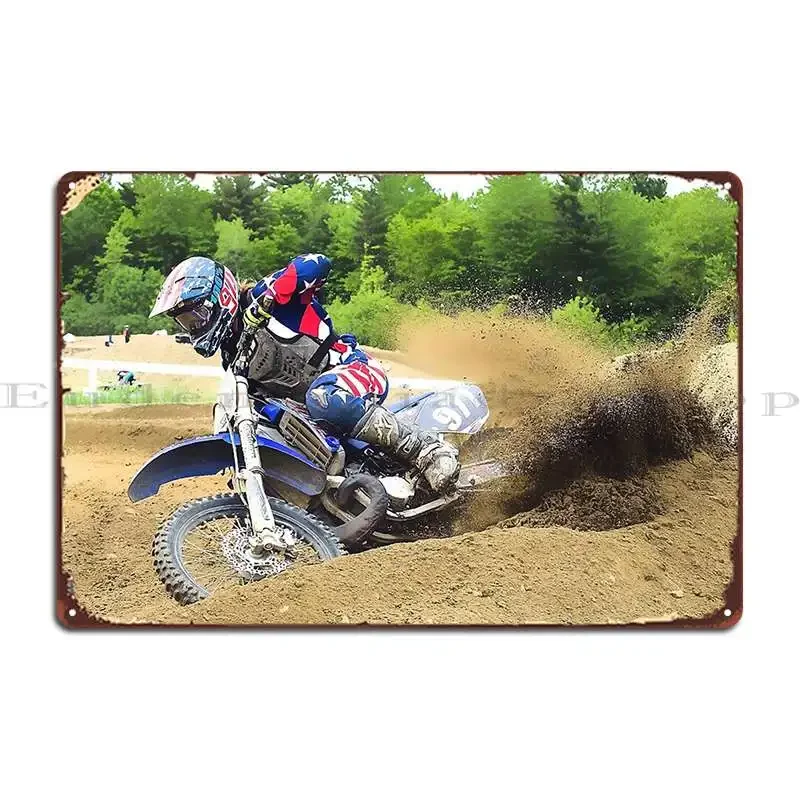Hitting A Berm With Authority On A Motocross Bike Metal Plaque Poster PaintingKitchen Custom Vintage Wall Mural Tin Sign Poster