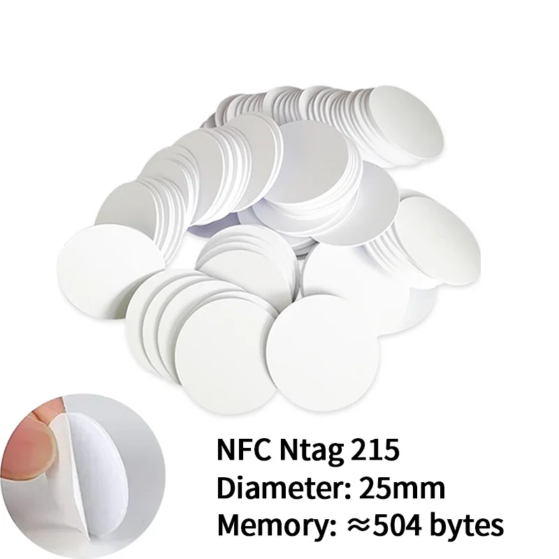NFC 215 13,56 MHz NFC-muntbindkaart Badge ISO/EC14443A 25 mm waterbestendig PVC 215 E-label met zelfklevende achterkant - afbeelding 1