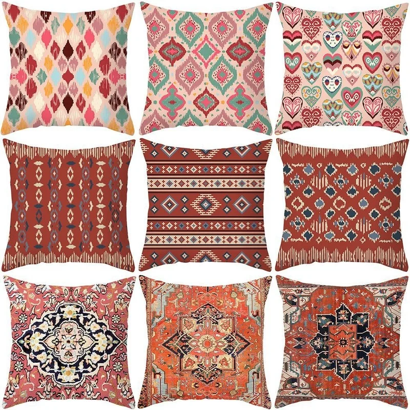 

Turkish Rug Printed Cushion Cover 45x45cm Pillows Pillowcase Retro Farmhouse Home Decoration Pillow Cover Pillow Case for Sofa