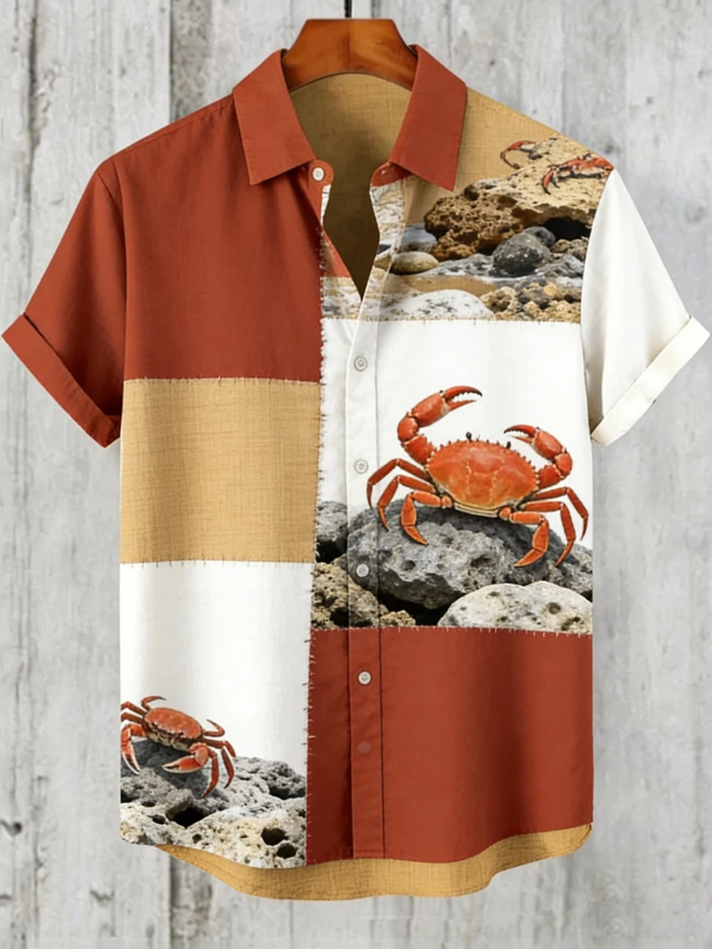 Men's Shirt Whale Ocean Wave Graphic Full Print Short Sleeve Lapel Button Down Casual Summer Seaside Vacation Tops Men Clothing