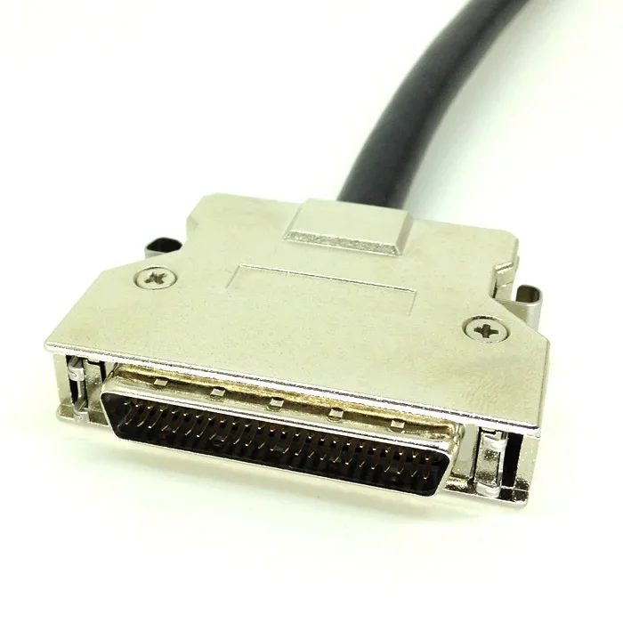 สายต่อสายเคเบิล SCSI DB50ตัวผู้ไปยังดาต้าปลอกเหล็ก50Pin อะแดปเตอร์สีเงินสายสีดำ1.5เมตร