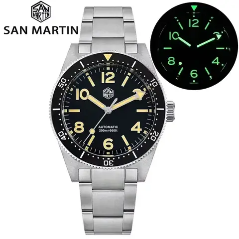 San Martin SN0007 Limited Edition 39mm 62mas Dive Watch NH35 NH38 Automatic Mechanical Movement Watches Waterproof 200m SN0139