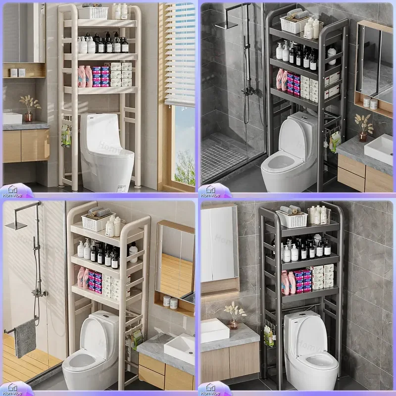 Bathroom Storage Rack Floor Standing Toilet Organizer Shelf Multi Functional Gap Filler Washstand Holder Space Saving