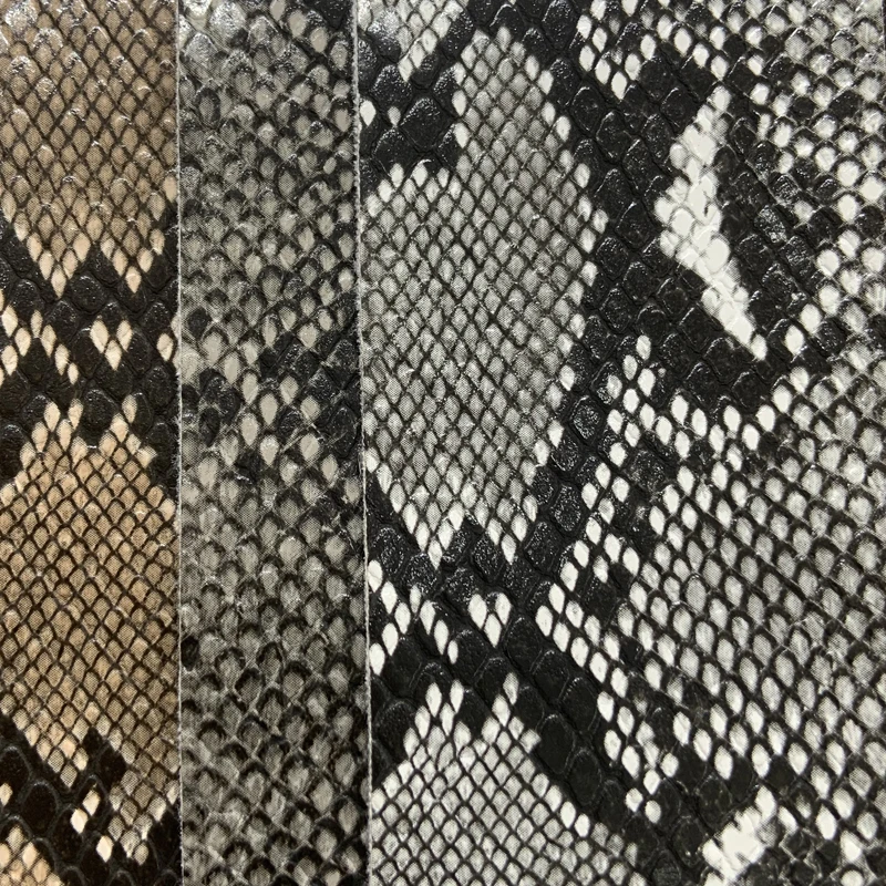 Python Print PU Faux Leather Fabric Snakeskin PU Synthetic Leather Materials