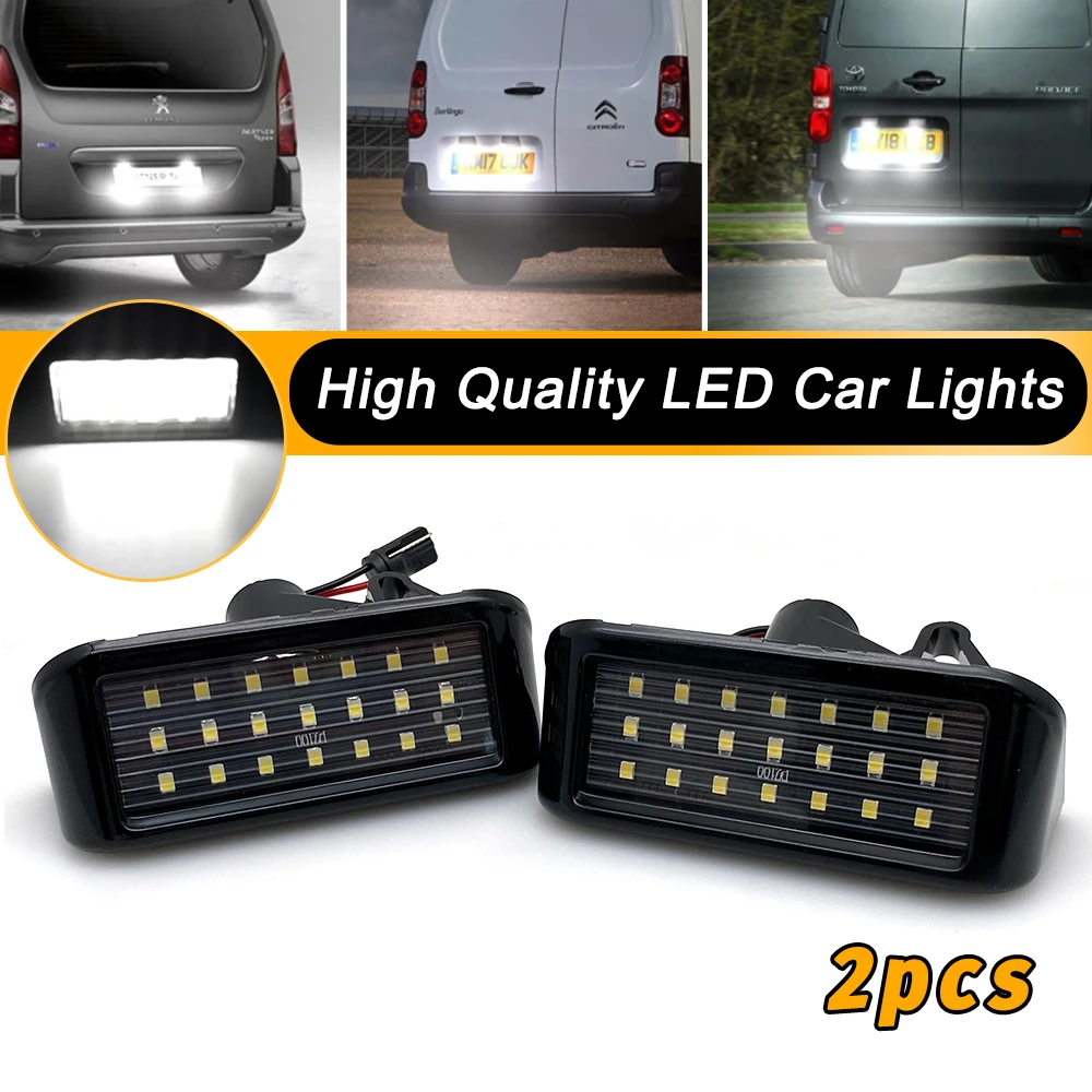 2Pcs LED License Plate Lights Lamps For Toyota PROACE MK1 BOX MK2 VERSO MK2 BOX OEM:6340G7