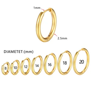 2022 New Simple stainless steel small hoop earrings for women men cartilage ear piercing jewelry hombre mujer 10 Main Sales Red Earring - №8