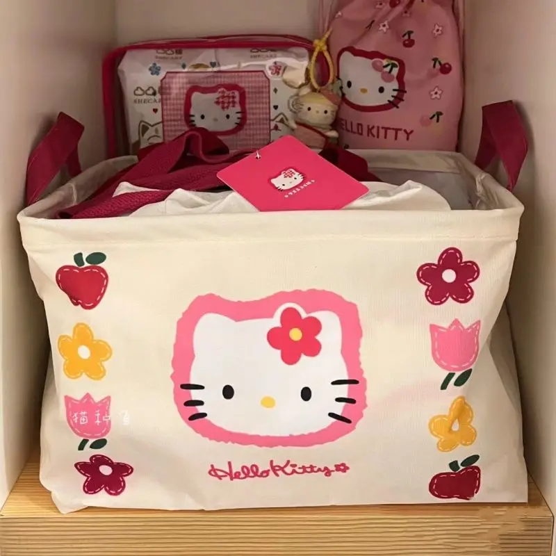 

New Hellokitty Sanrio Kawaii Anime Clothes Storage Basket Cute Cartoon Large Capacity Underwear Sundries Storage Box Kids Toys