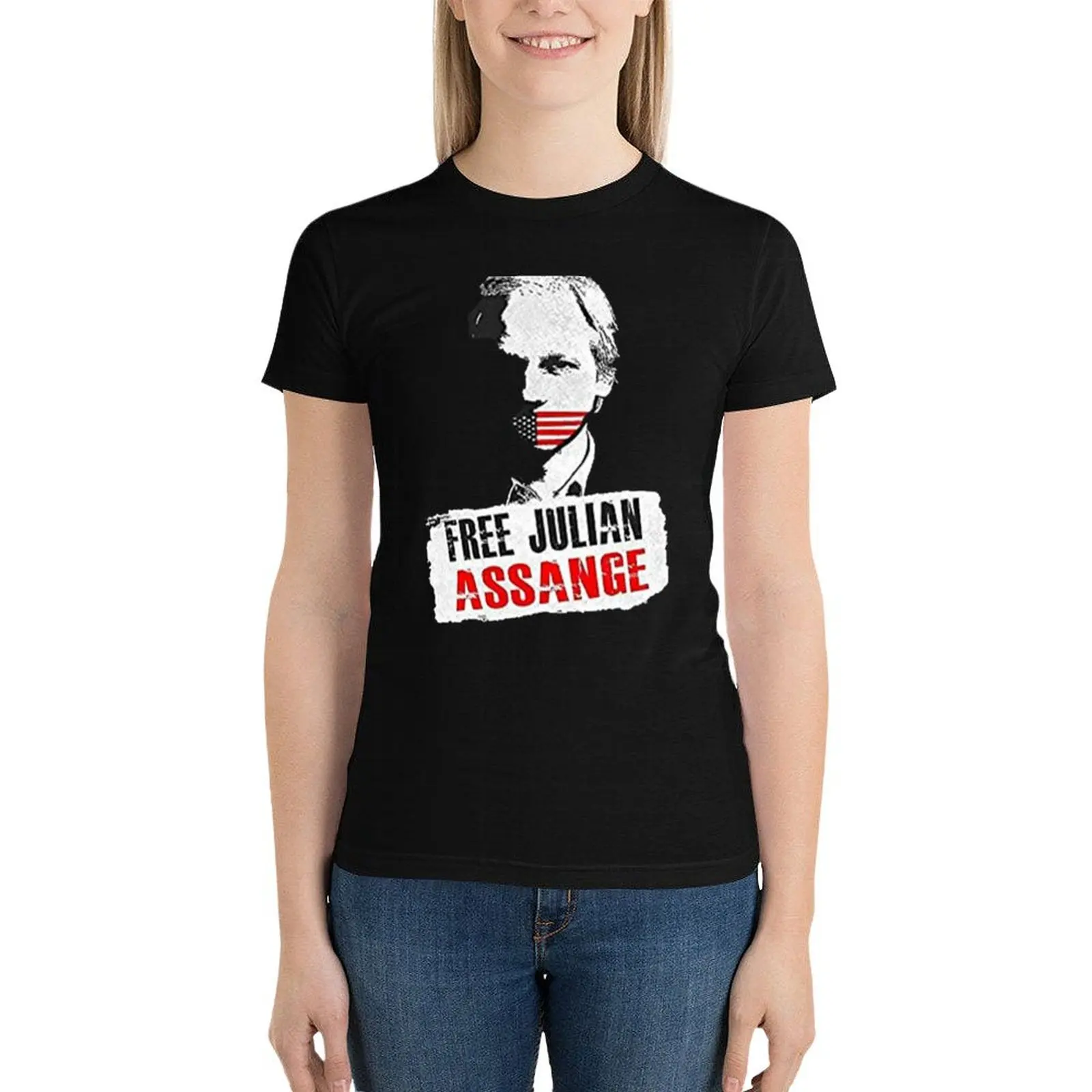 KOSTENLOSE JULIAN ASSANGE T-Shirt vintage clothes Female clothing cute clothes T-shirt Women