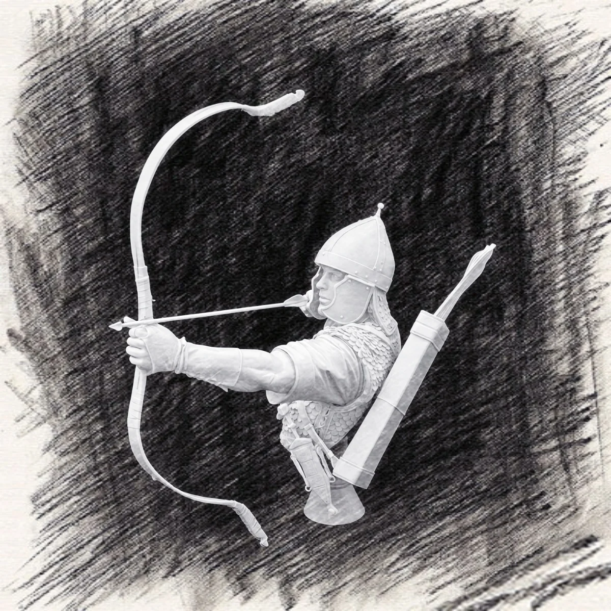 1/10 scale resin unpainted model kit, military theme, bust of a Roman auxiliary archer, unassembled and unpainted GK