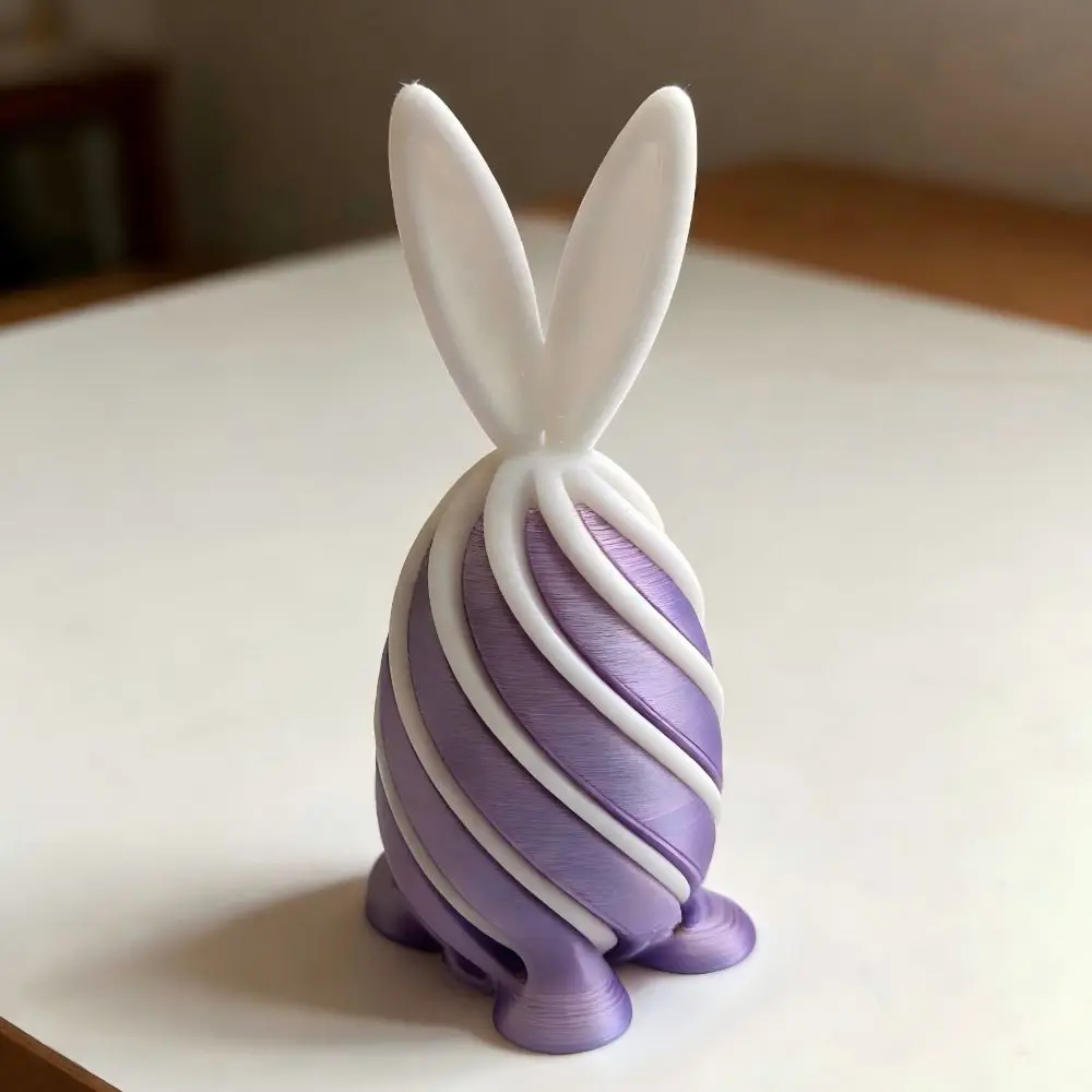 Spiral Cone 3D Printed Easter Bunny Decompression Easter Basket Stuffers Rotating Rabbit Egg Colorful Ornaments
