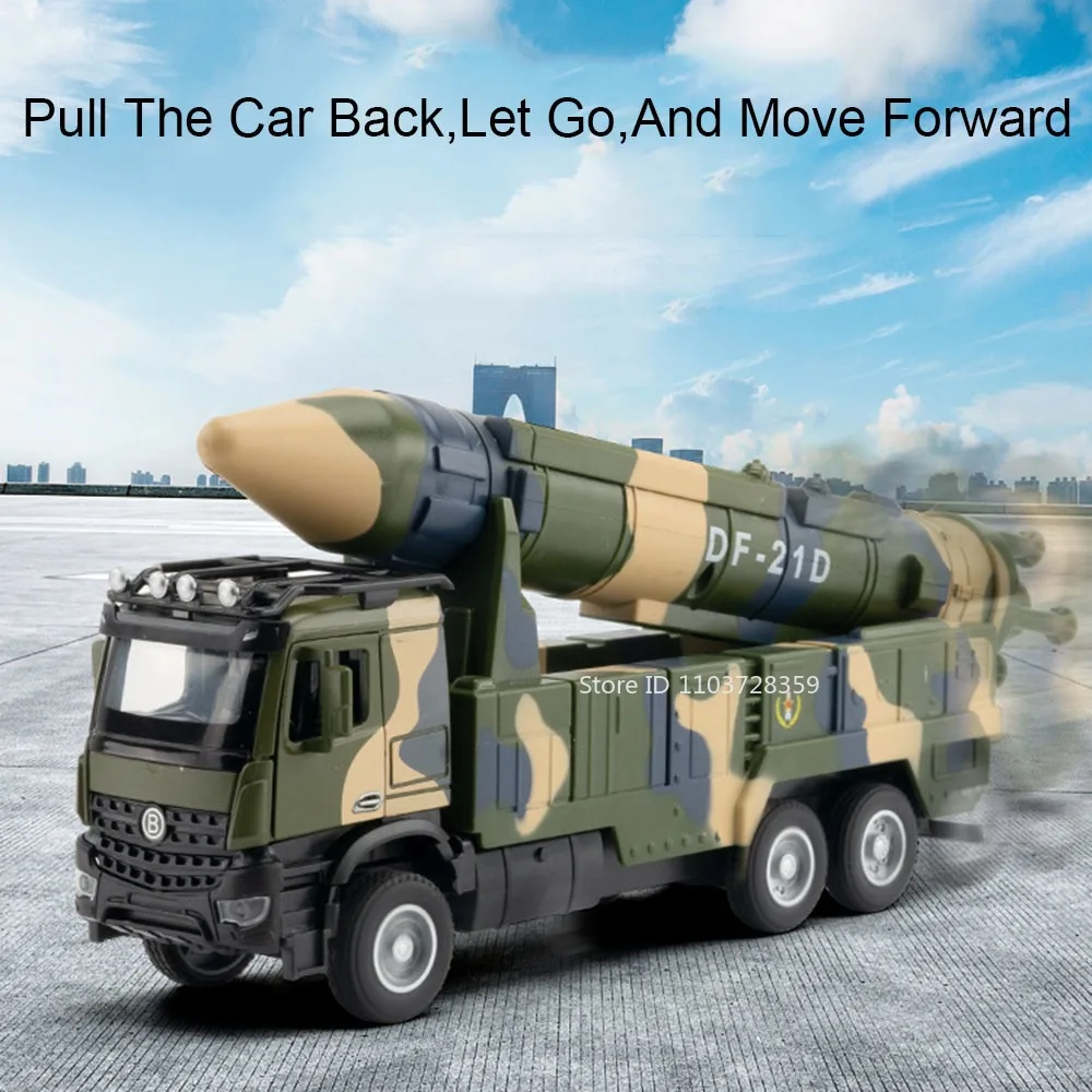 1:35 HONGQI DF21D FQ-16 미사일 차량 모델 장난감 합금 다이캐스트 군용 차량 사운드 라이트 도어 열림 풀백 소년 선물
