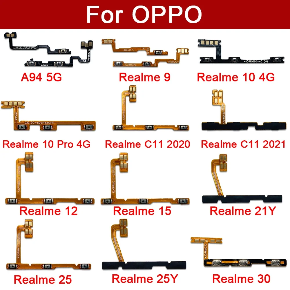 Power Button Switch & Volume Up / Down On / Off Button Flex Cable For Oppo A94 5G Find X3 Realme 9 10 Pro C11 2020 2021 C12 C15