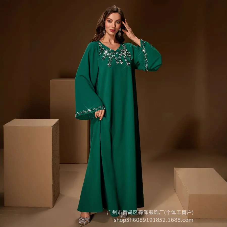 

【New style】- women's dress fashionable hand-sewn diamond party evening dress new dress