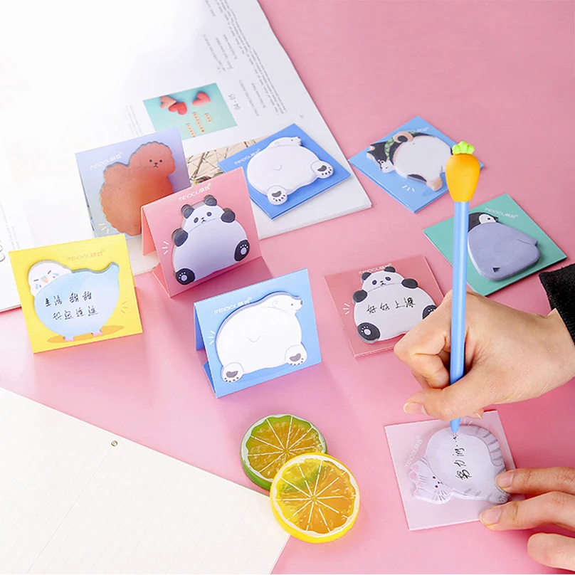 30 Sheets Cute Animals Sticky Notes Office Accessories Notepad Bookmarks Diary Decoration To Do List School Supplies Memo Pad