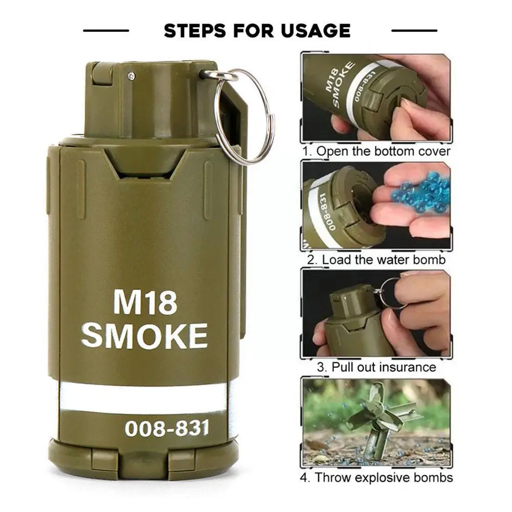 M18 Smoke Explosive Water Bomb Gel Grenade Model Military Toy For Adults Boys Kids CS GO X2W0