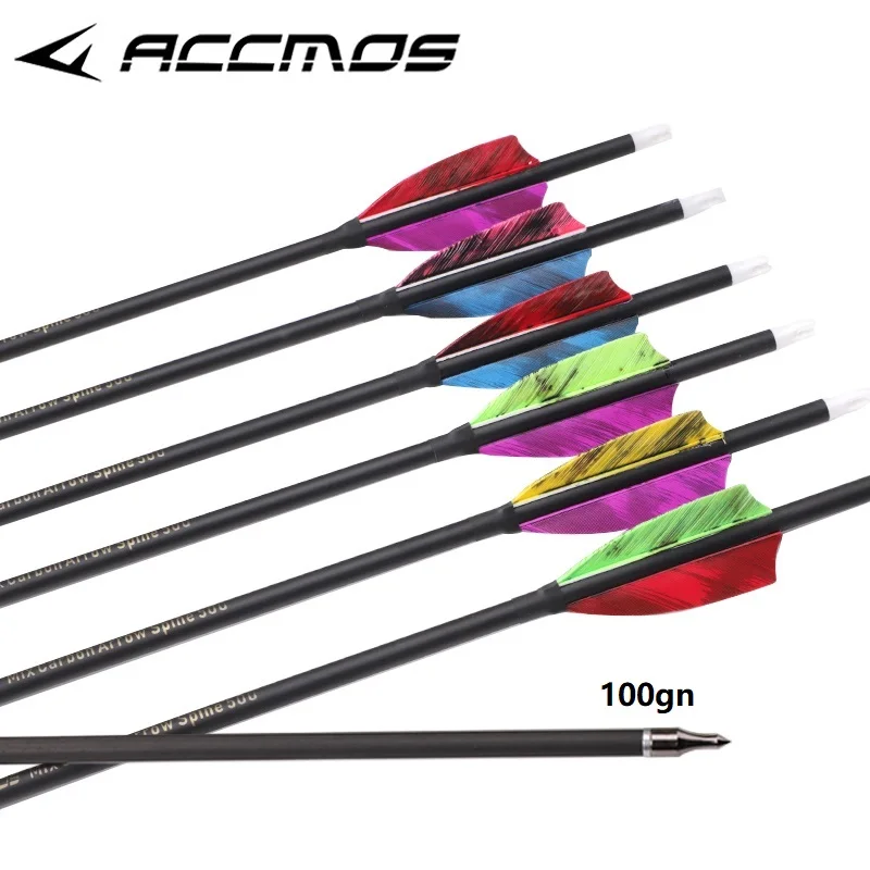 6/12pcs Mixed Carbon Arrow Spine 500 3inch for Bow Archery Hunting Shooting