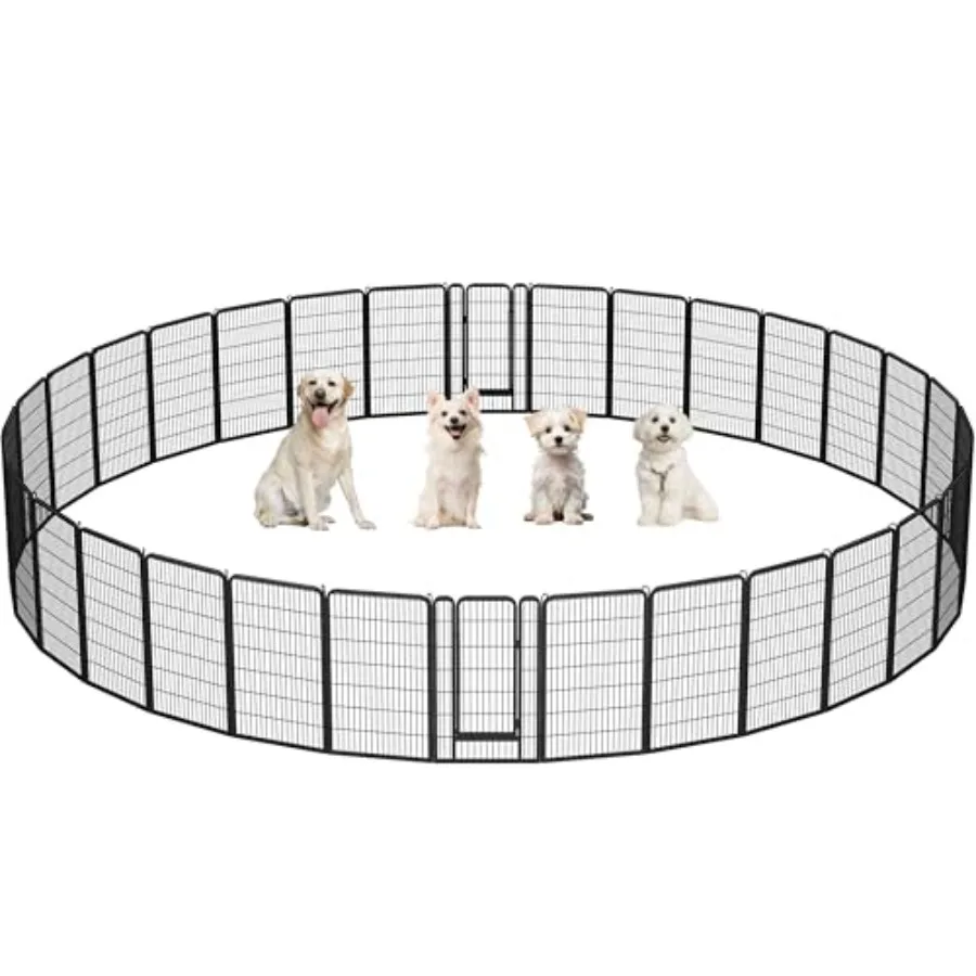 

Металлический вольер-манеж для собак, 47 дюймов, 32 панели, для улицы и дома, усиленный, для выгула щенков, для автодома, кемпинга, двора, сада