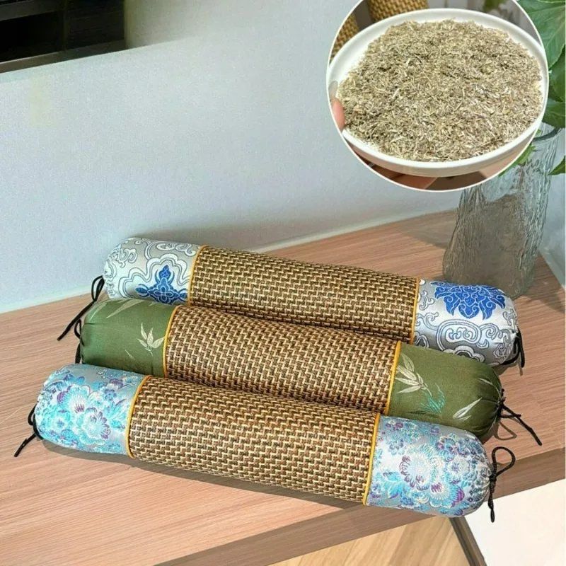 Summer Wormwood Cylindrical Pillow Household Sleep Neck Pillow Cylindrical Mat Pillow Candy Pillow Ice Silk Wormwood Pillow