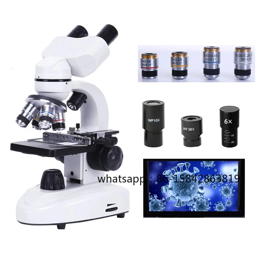 Zoom 30000X Biological HD Microscope Digital Laboratory Compound Microscope with Wide-Field 10X and 50X Eyepieces for Lab