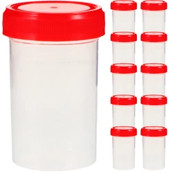 15pcs Urine Collection Sample Cup Specimen Bottle Container 60ML Plastic Container For Use Vol Molded Graduation Sterile Red Cap