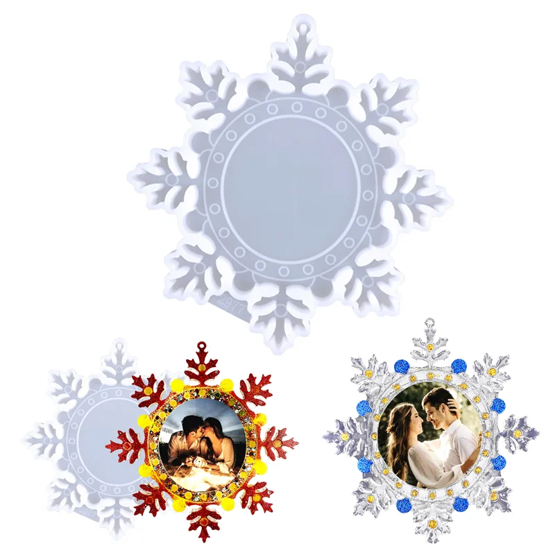 Moldura de foto de natal, resina epóxi, molde de silicone, molde de fundição para artesanato diy, suprimentos de decoração de casa, fabricação de presentes