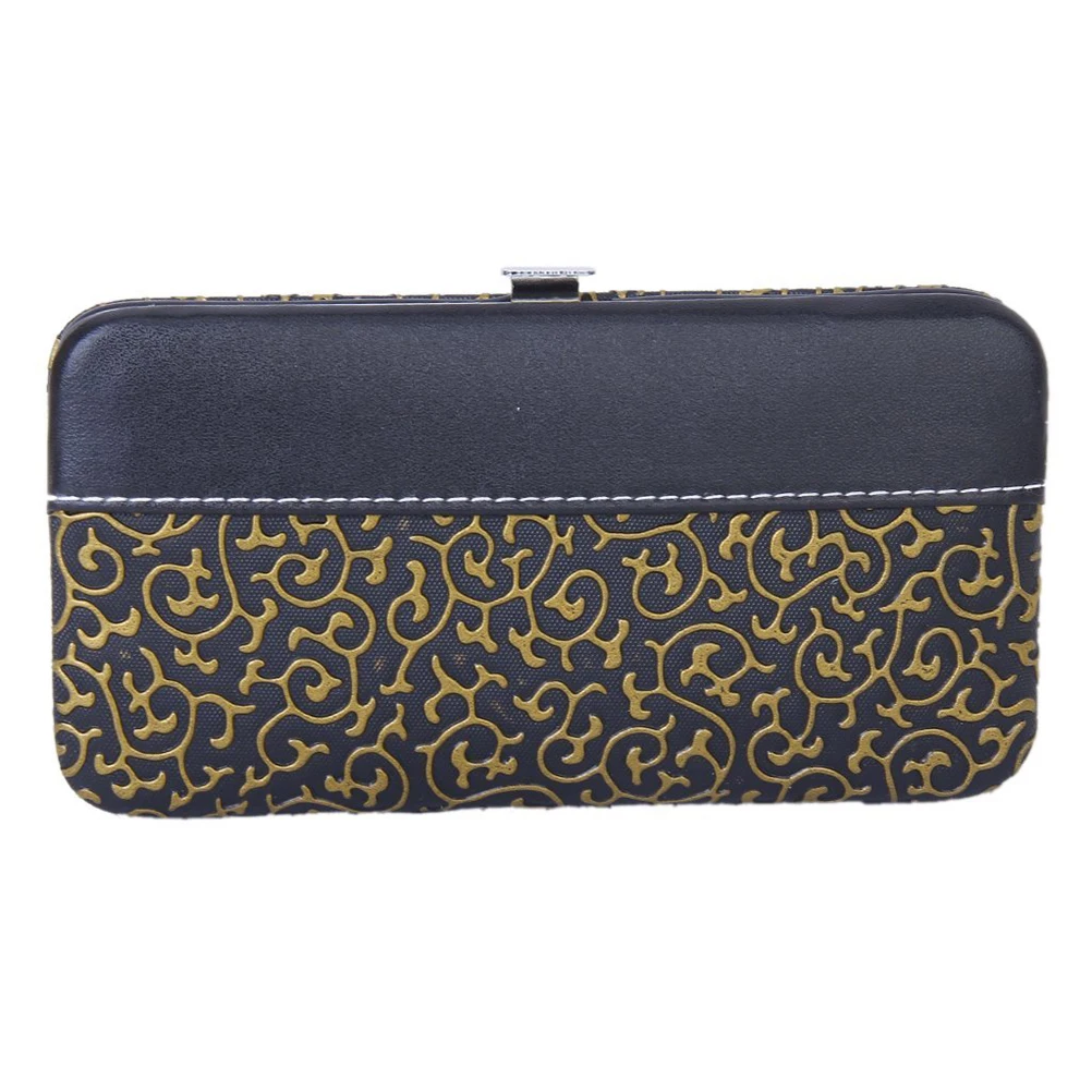 12Pcs Manicure Pedicure Set Stainless Steel Silver Plant Print Nail Grooming Kit Nail Care Tools Professional Travel Case