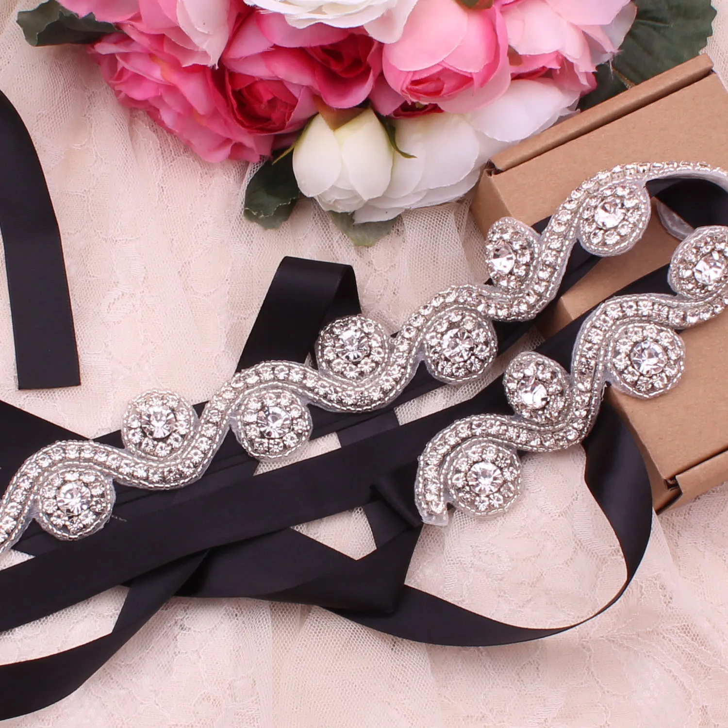 Crystal Rhinestones Wedding Belt Luxury Bridal Belts Sash White Ivory Champagne Ribbon For Women Evening Dress Bride Jewelry