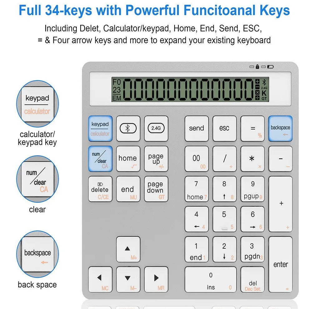 

Calculator & numeric keyboard 2-in-1 wireless Bluetooth dual-mode numeric keyboard