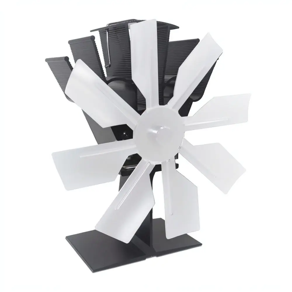 Quiet Operation Heat Powered Stove Fan 8 Blade Fireplace Blower Aluminum Eco Thermal Air Circulator For Winter