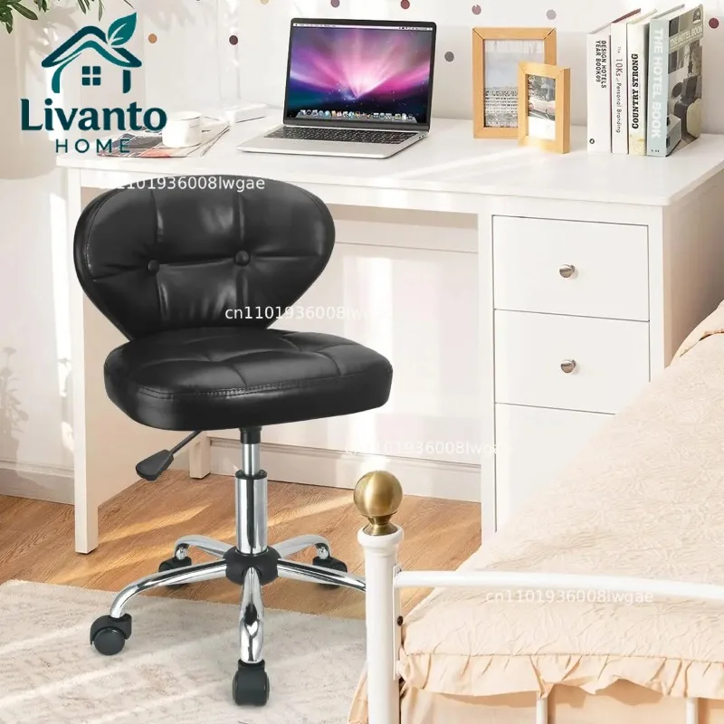 

Pedicure Stool for Nail Tech, Hydraulic Salon Spa Stool Back Support Short Height Adjustable Swivel Chair