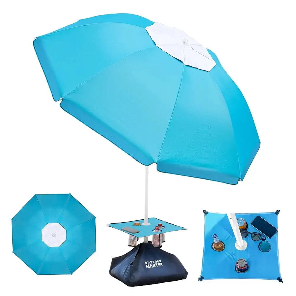 

Beach Umbrellas With Sandbag & Anchor With 4 Cup Holder, 6.5Ft Adjustable Umbrella For Beach Heavy Duty Wind, Portable Upf50+