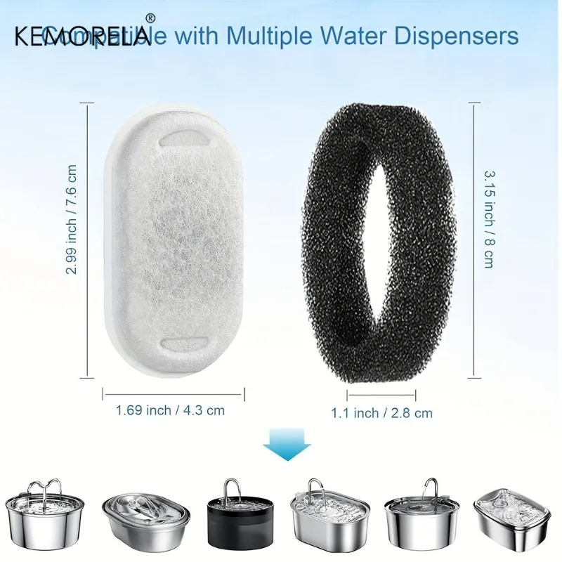 20PCS Cat Water Fountain Activated Carbon Dog Water Bowl Dispenser Replacement Filters with 20 Sponges for Home Pet Hydration gallery 5