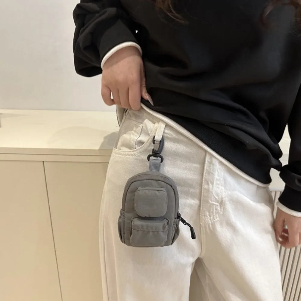 Nylon pendurado pescoço moeda bolsa estilo coreano bolsa de ombro cordão crossbody saco de armazenamento de fone de ouvido hip hop batom fone de ouvido saco