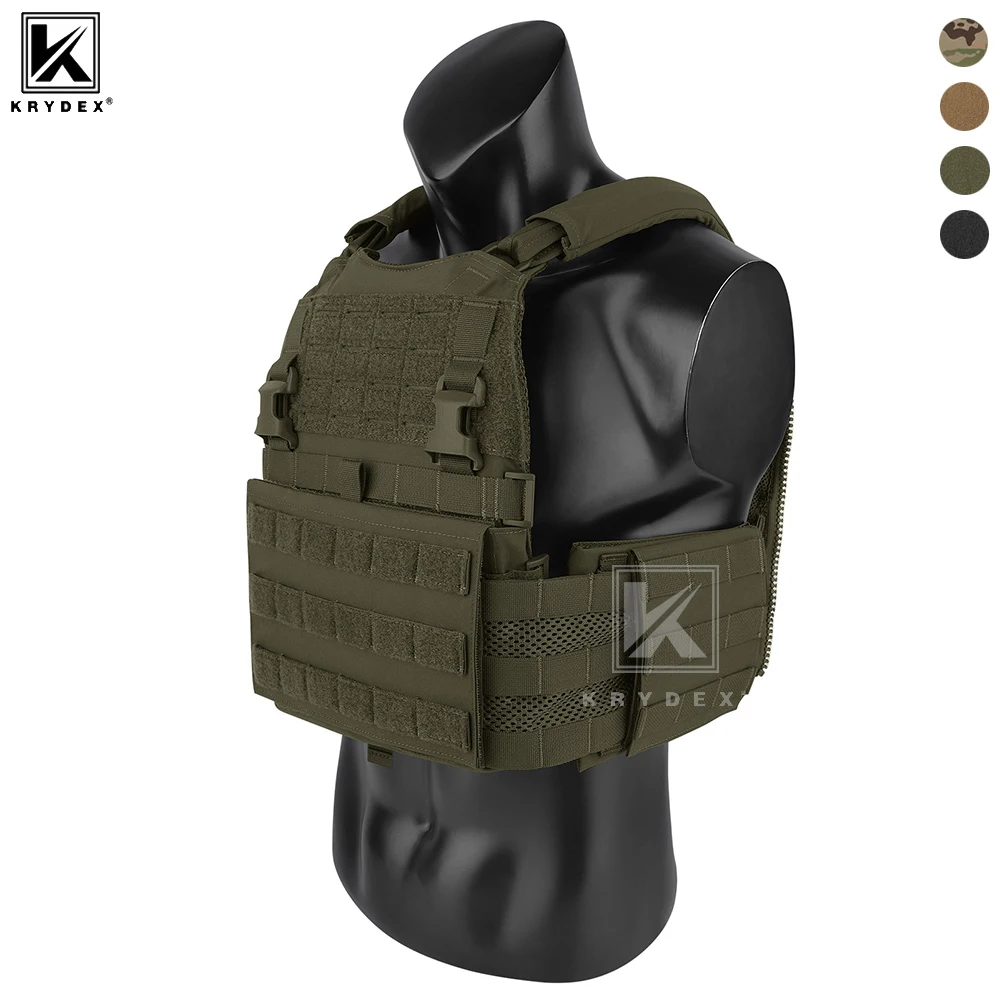 KRYDEX Tactical Modular Men's Vest MOLLE Heavy Duty SCARAB Plate Carrier Vest With Side Pouch For Airsoft Paintball Hunting