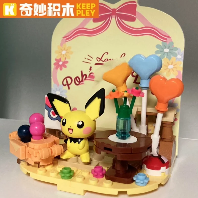 البوكيمون اللبنات بيكاتشو Psyduck شاطئ البحر موضوع الطرف المشهد نموذج الطوب سطح المكتب الحلي الزخرفية الاطفال لتقوم بها بنفسك اللعب الهدايا