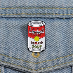 Creative Design Cans Enamel Pins Custom Warhol's TOMATO SOUP Brooches Lapel Badges Jewelry Gift for Friends