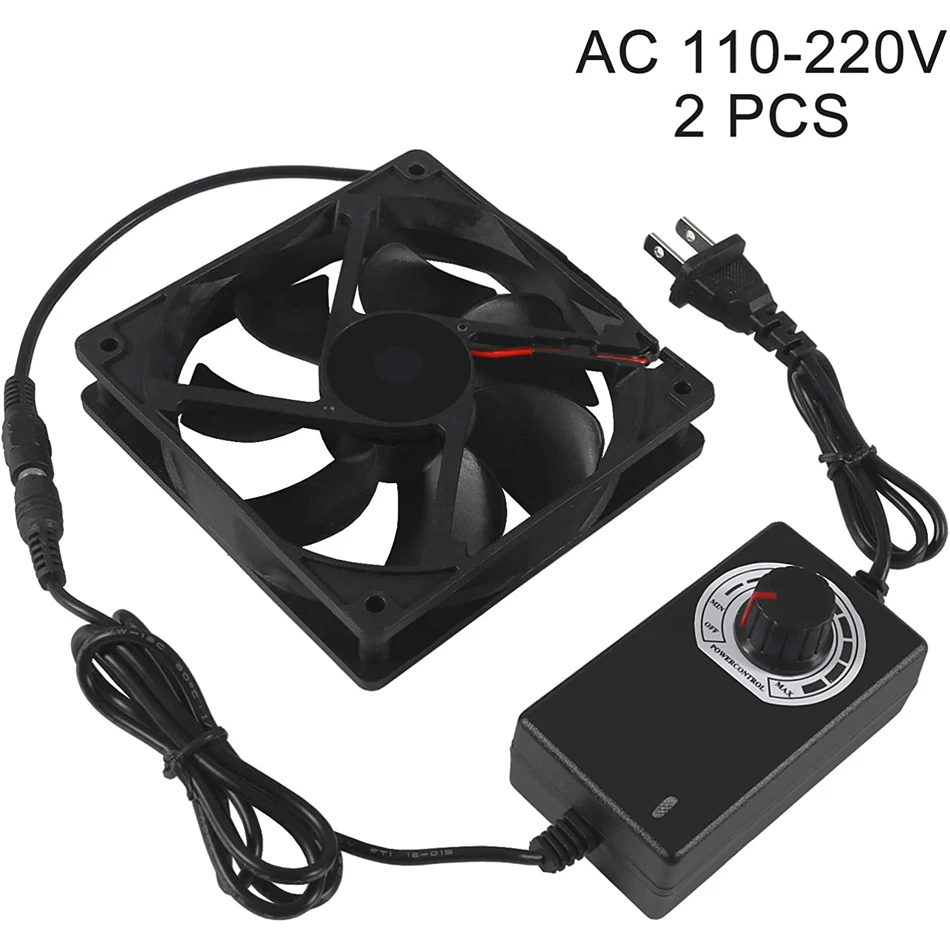 2PCS Blower Cooling Fan 120x25mm 110V 220V AC Powered Cooling Fan Dual-Ball Bearings 3 to 12V Speed Controller Fan