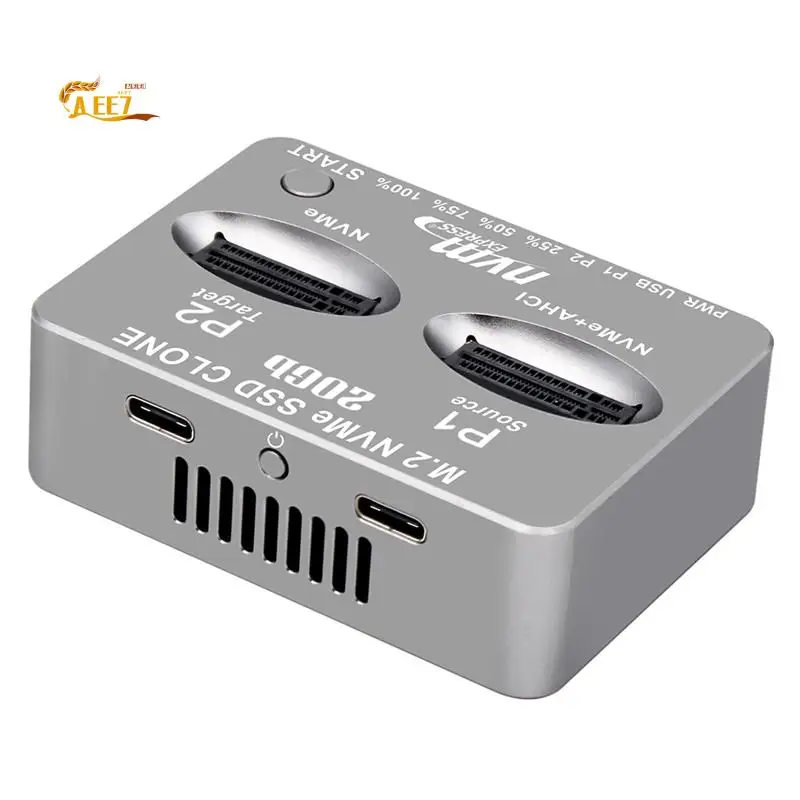 AEE7-Dual-Bay External Hard Disk Box Gen2x 20Gbps M.2 SSD Enclosure M/B M Key Solid Disk Case M.2 M.3 NVME PCI-E