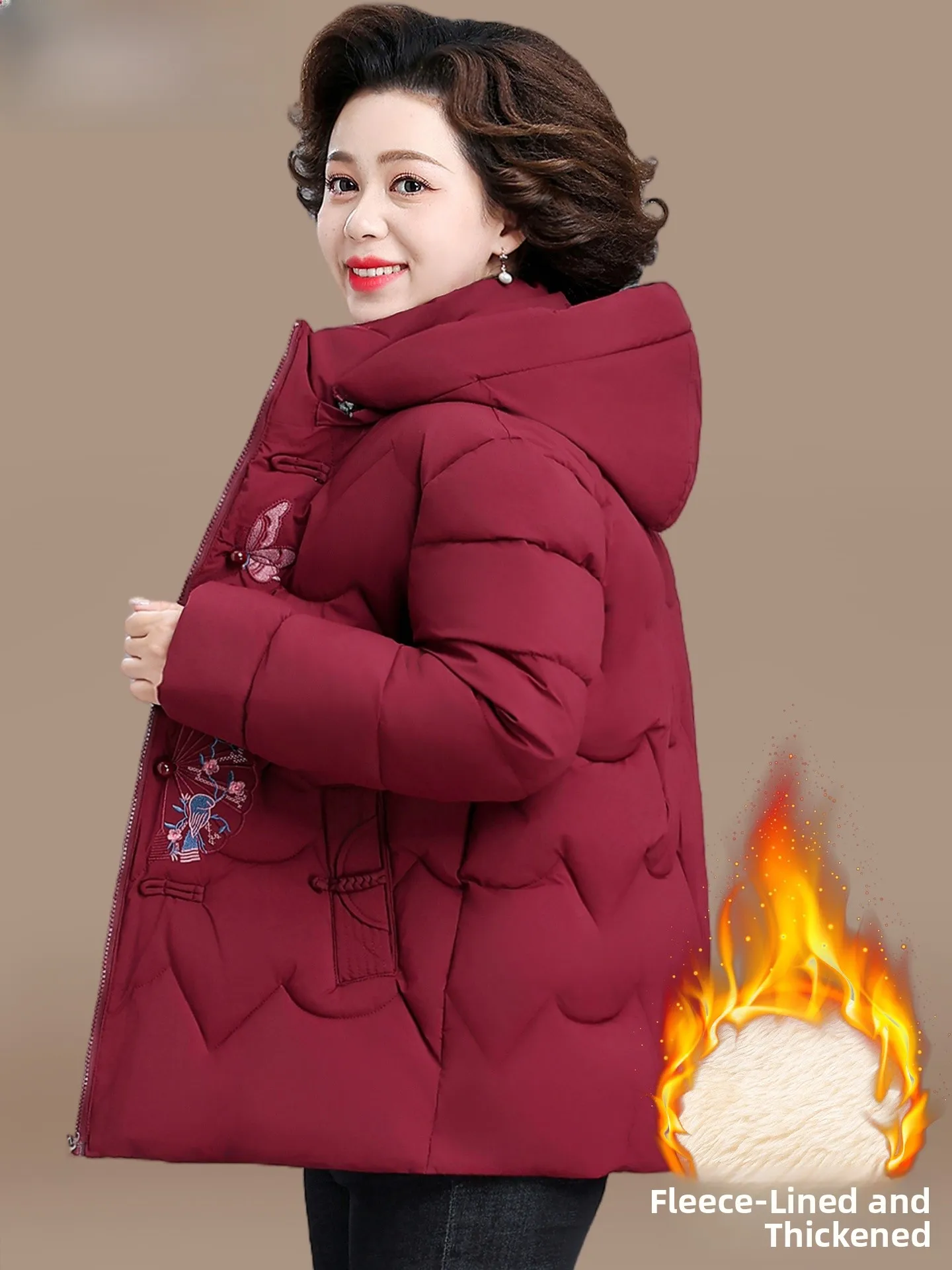 

Новая китайская женская зимняя куртка-пуховик из хлопка с капюшоном, модная, теплая, свободного кроя, с длинными брюками