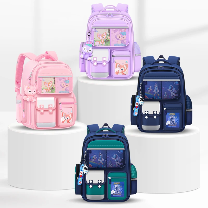 Ergonomic Elementary Children Schoolbag Boys Girls Lighten Spine  Protection Backpack For Kids Age 6~13 Pupil Mochila Escolar