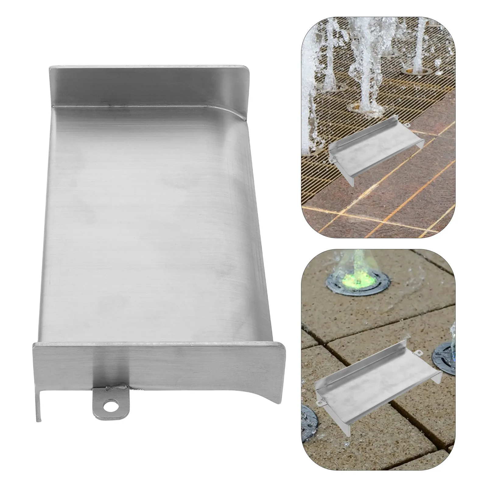 200x100mm Waterfall Spillway, Garden Waterfall Spillway Outlet Flow, Outdoor Fountain Spout, Stainless Steel Patio Pond Outlet