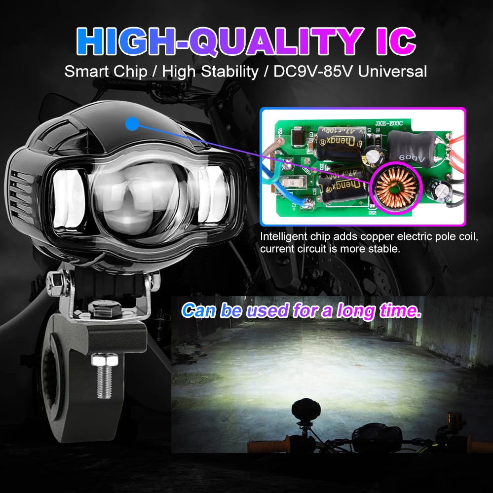Picture 4: 1pcs Motorcycle LED Lens Auxiliary Spotlight, Lighting Lamp, Motorcycle Three Eye Light LED Fog Light Work Light 20W High Beam