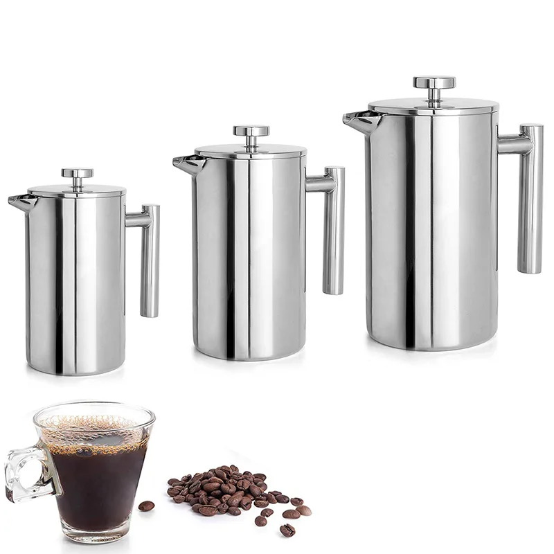 350/800/1000ml Coffee Maker Pot French Press Stainless Steel Double Walled Insulated Coffee Maker Quality Hand-made Coffee Pots