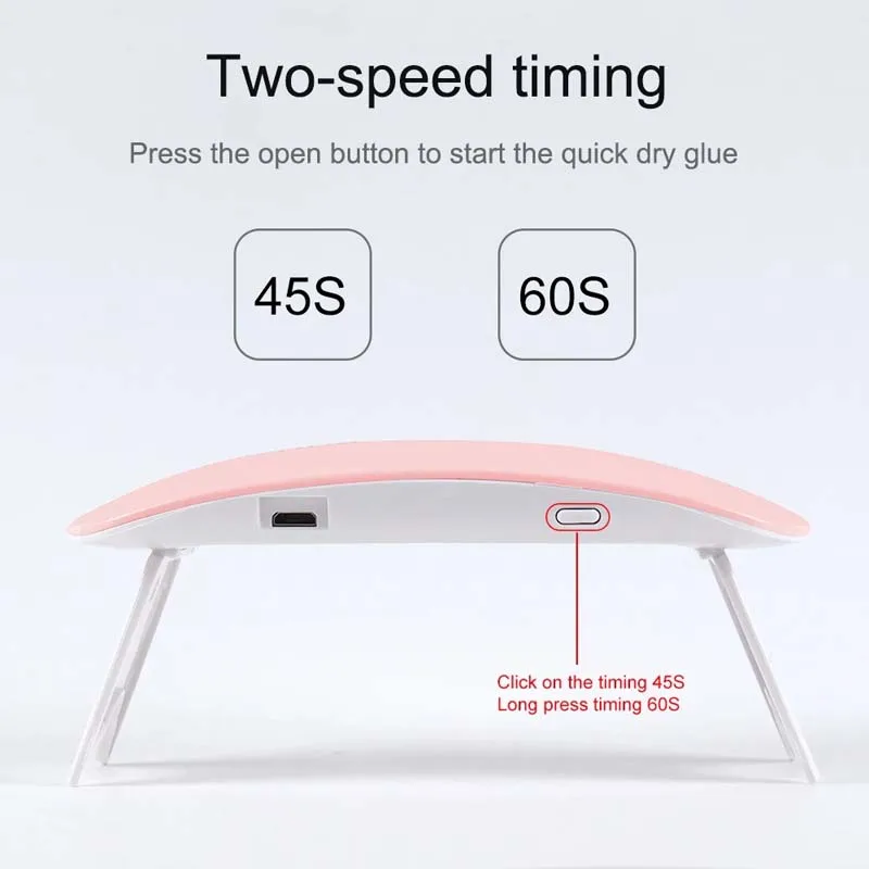 Phototherapy Nail Uv Lamp Mini Usb Uv Led Nail Lamp With 6Pcs Lamp Beads 45S 60S Mouse Nail Dryer For All Gel Nail Polish