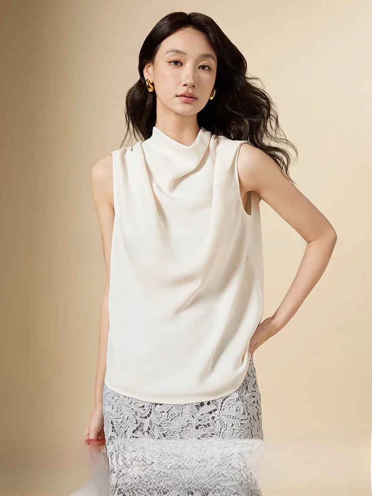 

ORUY Summer New Sle Women's irt Svel Stand Collar Gored Ne Chimney Collar Polyester Casual Faion Top